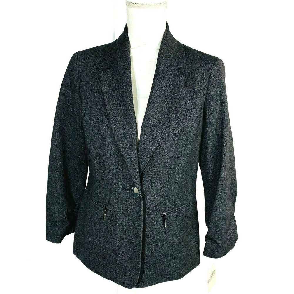 Kasper Womans Sz 4 Blazer Classic Charcoal Gray Single Button New
